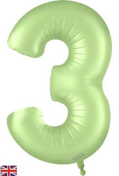Oaktree 34inch Number 3 Satin Pastel Pistachio - Foil Balloons